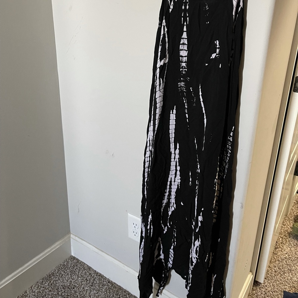 Small strap black and white dress.